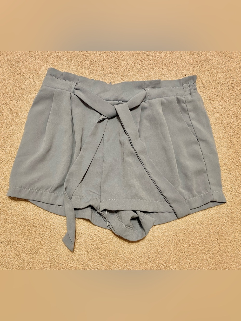 Harmony + HAVOC dusty light blue paperbag tie shorts w/ elastic waist, size 6